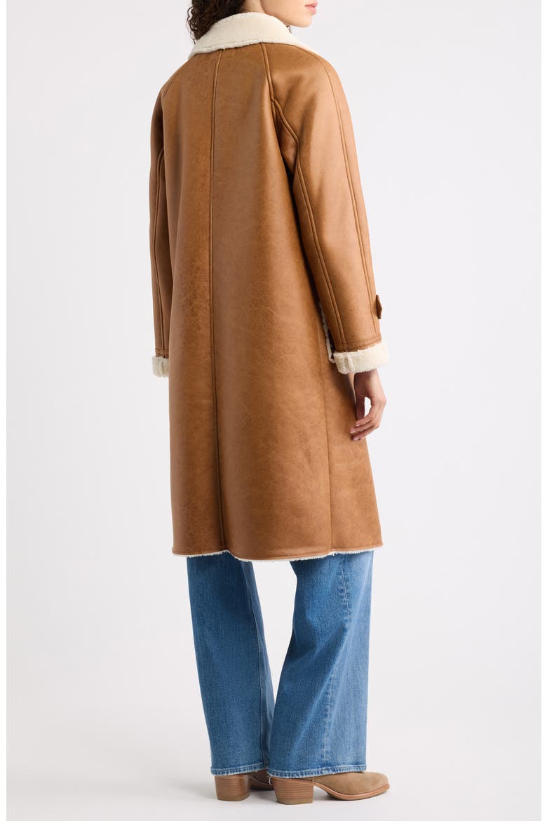 Faux Shearling Long Coat, Alternate, color, WHITE