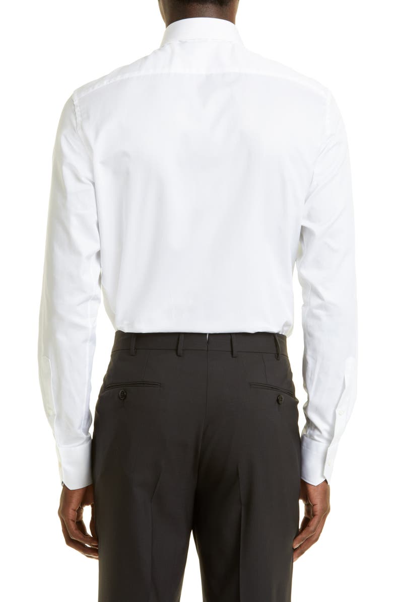 ZEGNA Microstripe Trecapi Cotton Button-Up Shirt, Alternate, color, White
