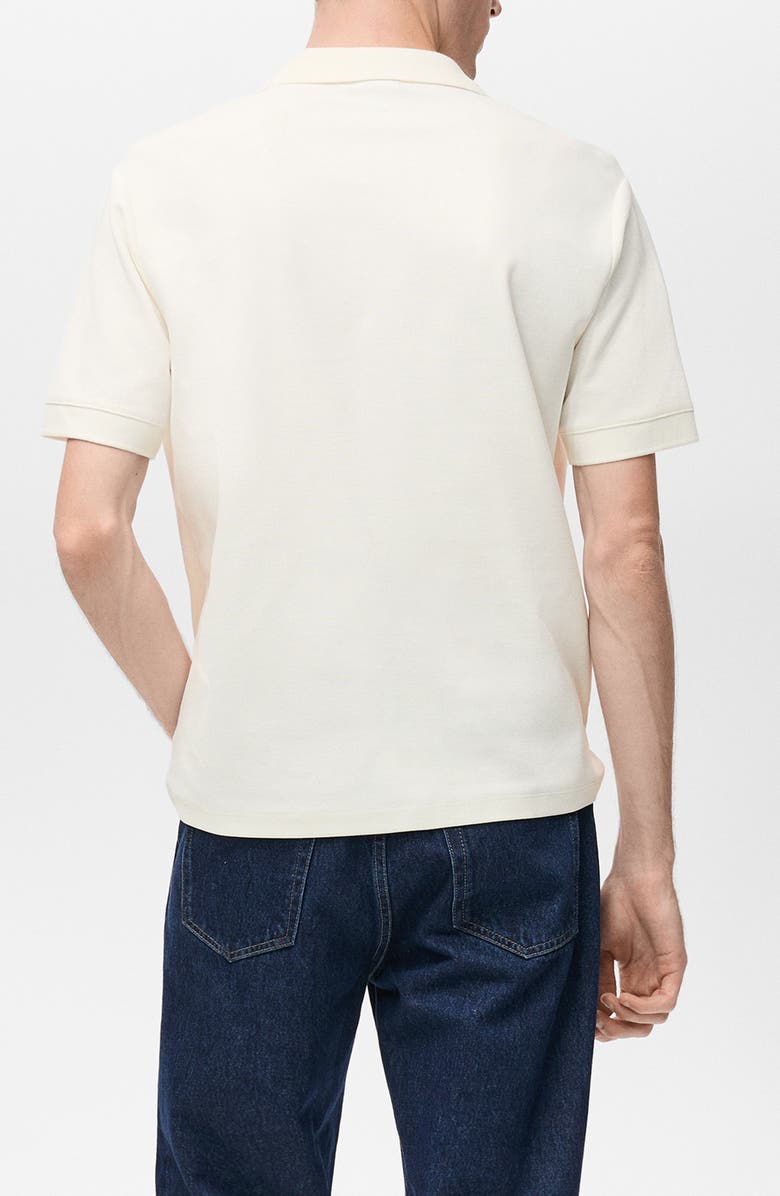 MANGO Regular Fit Cotton Pique Knit Polo, Alternate, color, White