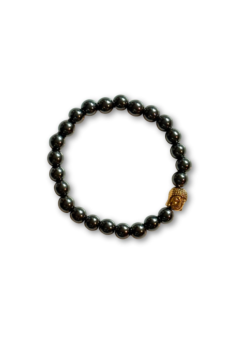Buddha Crystal Beaded Bracelet, Main, color, Hematite