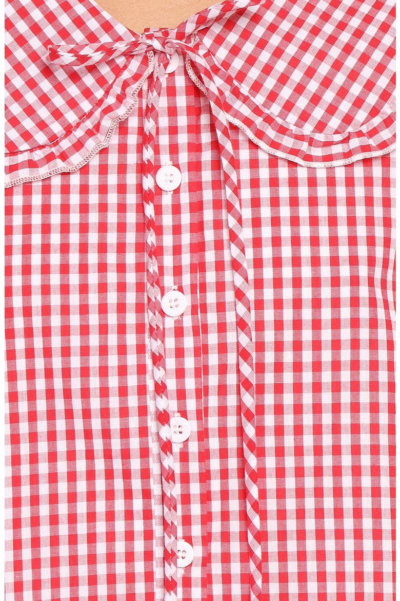 Angela Gingham Shirt and Shorts Set, Alternate, color, RED GINGHAM