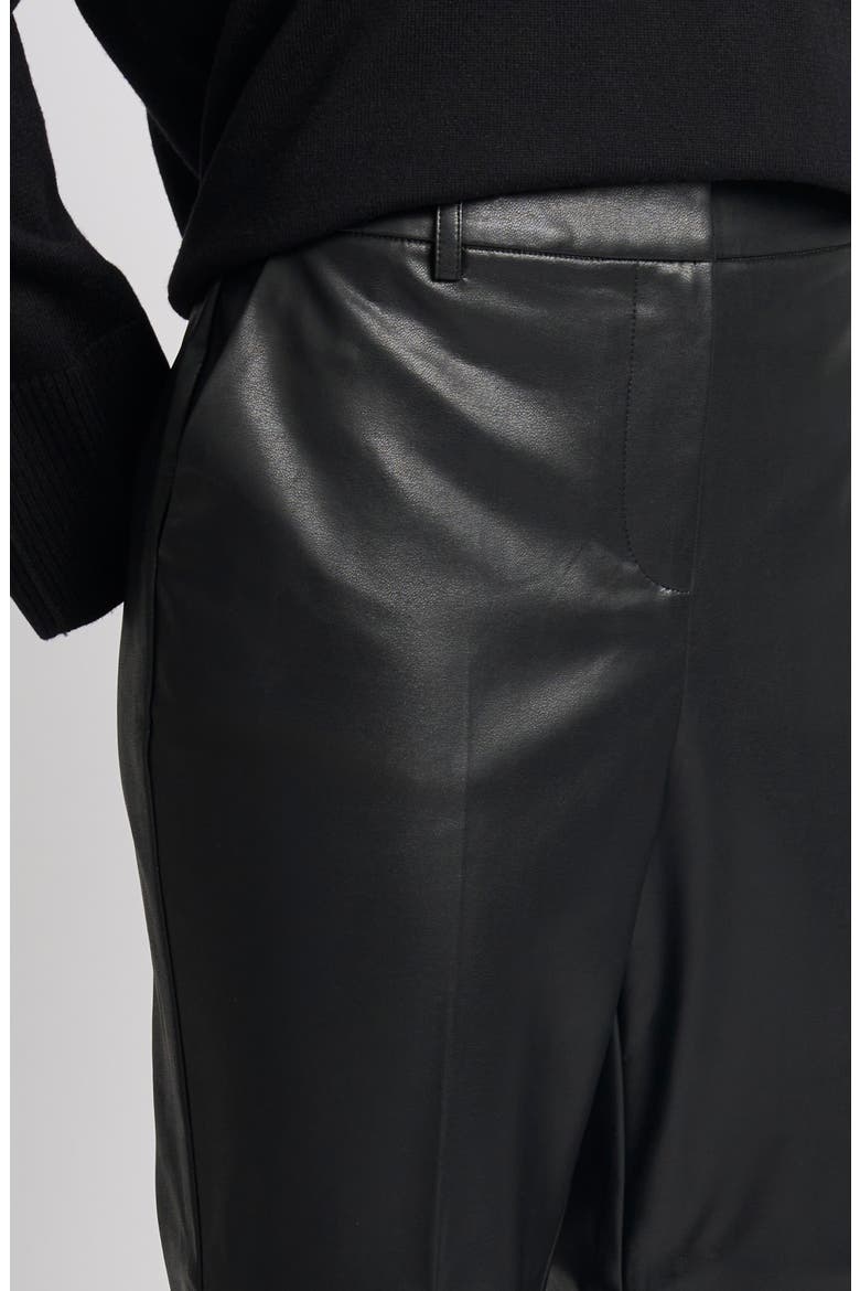 Faux Leather Tailored Ankle Straight Leg Pants, Alternate, color, RICH BLACK