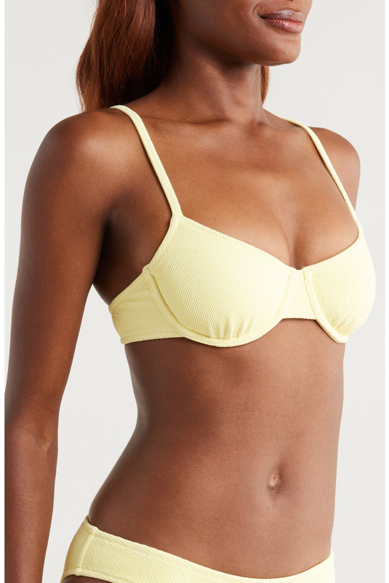 The Eva Rib Underwire Bikini Top, Alternate, color, CUSTARD