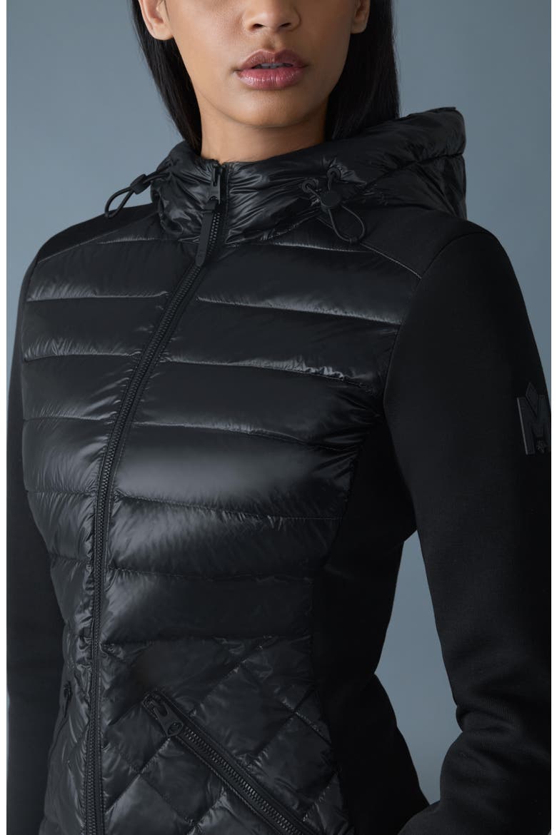 Agatha Mixed Media Down Jacket, Alternate, color, BLACK