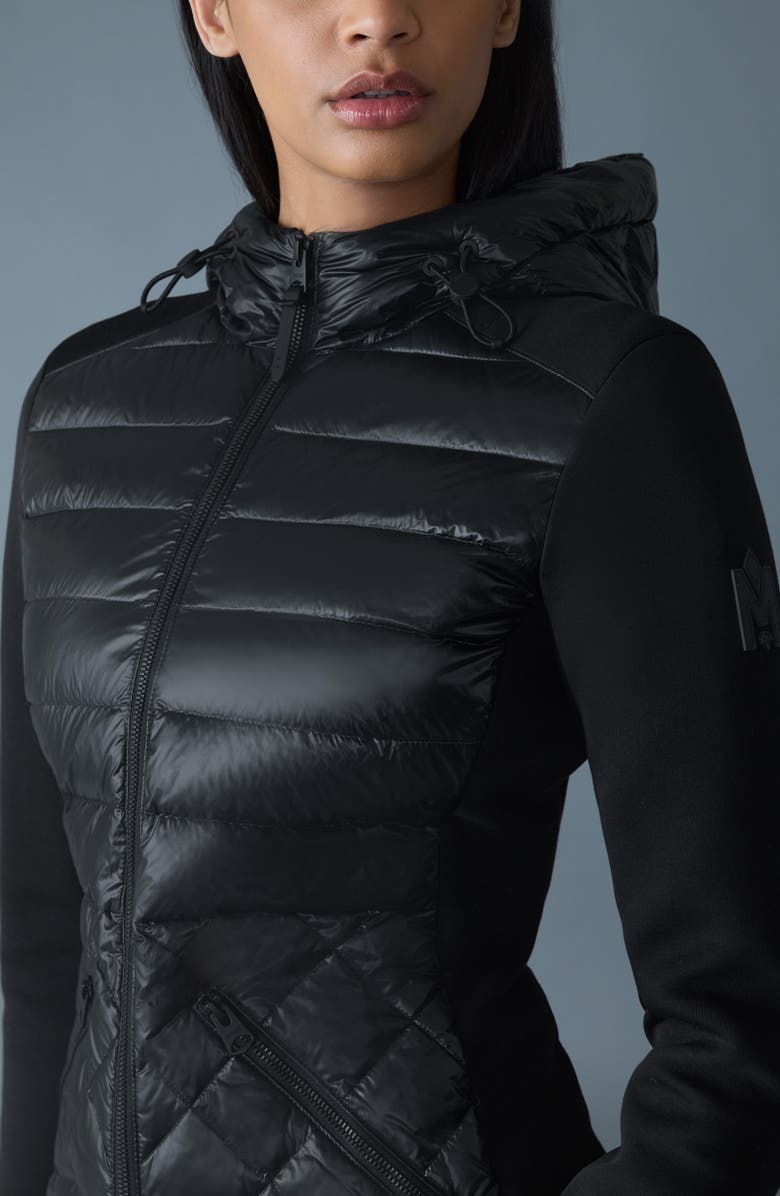 Mackage Agatha Mixed Media Down Jacket, Alternate, color, Black