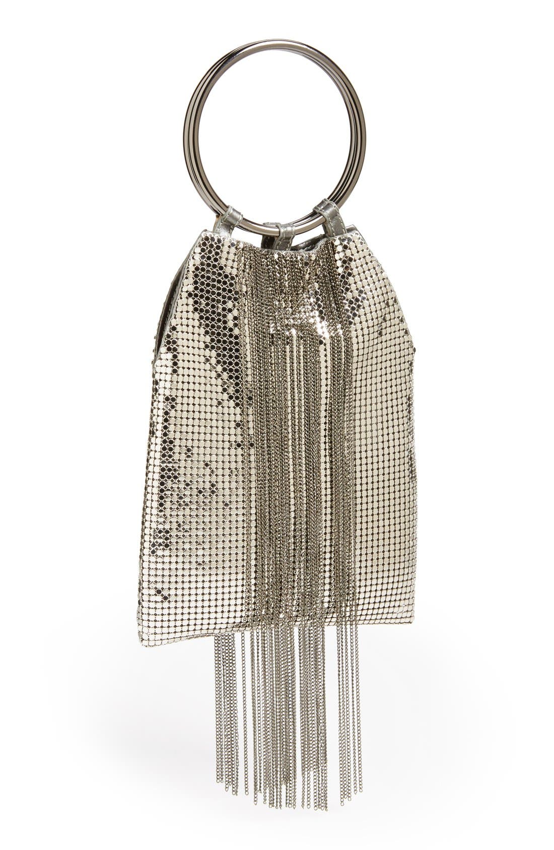 Cascade Fringe Evening Bag, Main, color, PEWTER