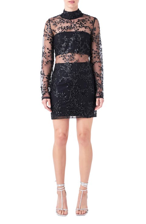 Long Sleeve Sequin Minidress