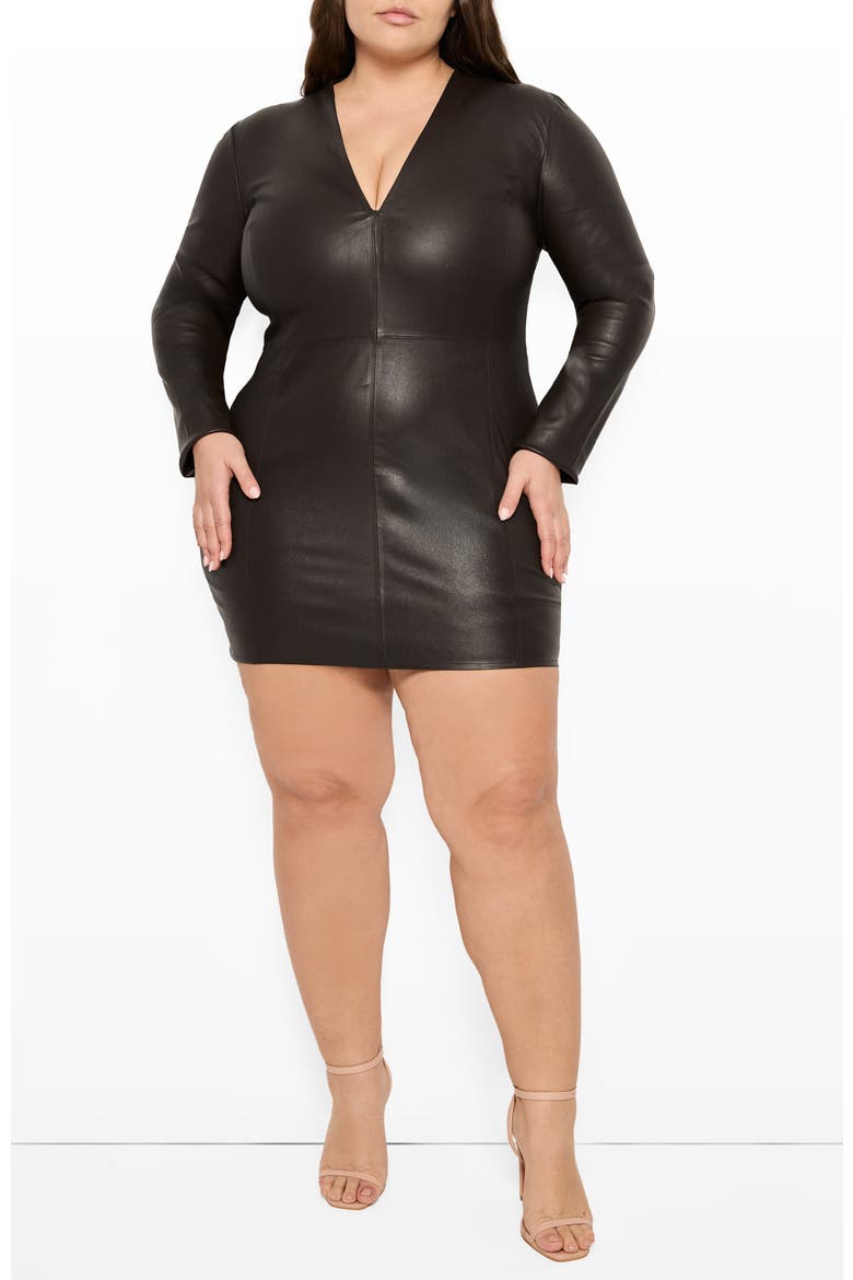 Demeter Stretch Leather Dress, Alternate, color, Espresso