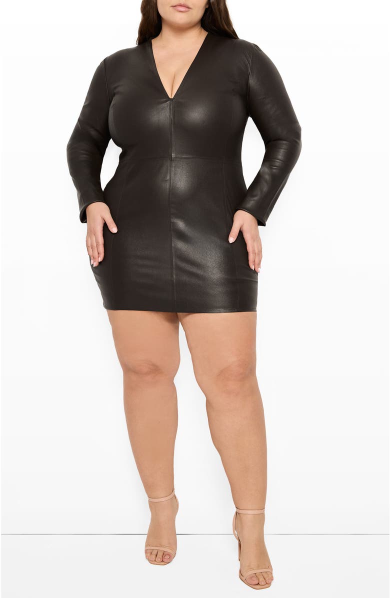 AS by DF Demeter Stretch Leather Dress, Alternate, color, Espresso