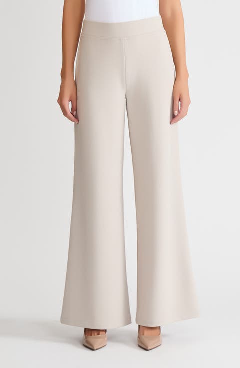 Stretch Deco Crepe Wide-Leg Pants
