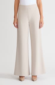 Ming Wang Stretch Deco Crepe Wide-Leg Pants