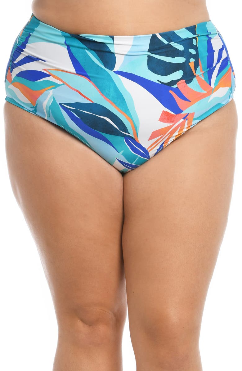 La Blanca Coastal Palms High Waist Bikini Bottoms, Main, color, 