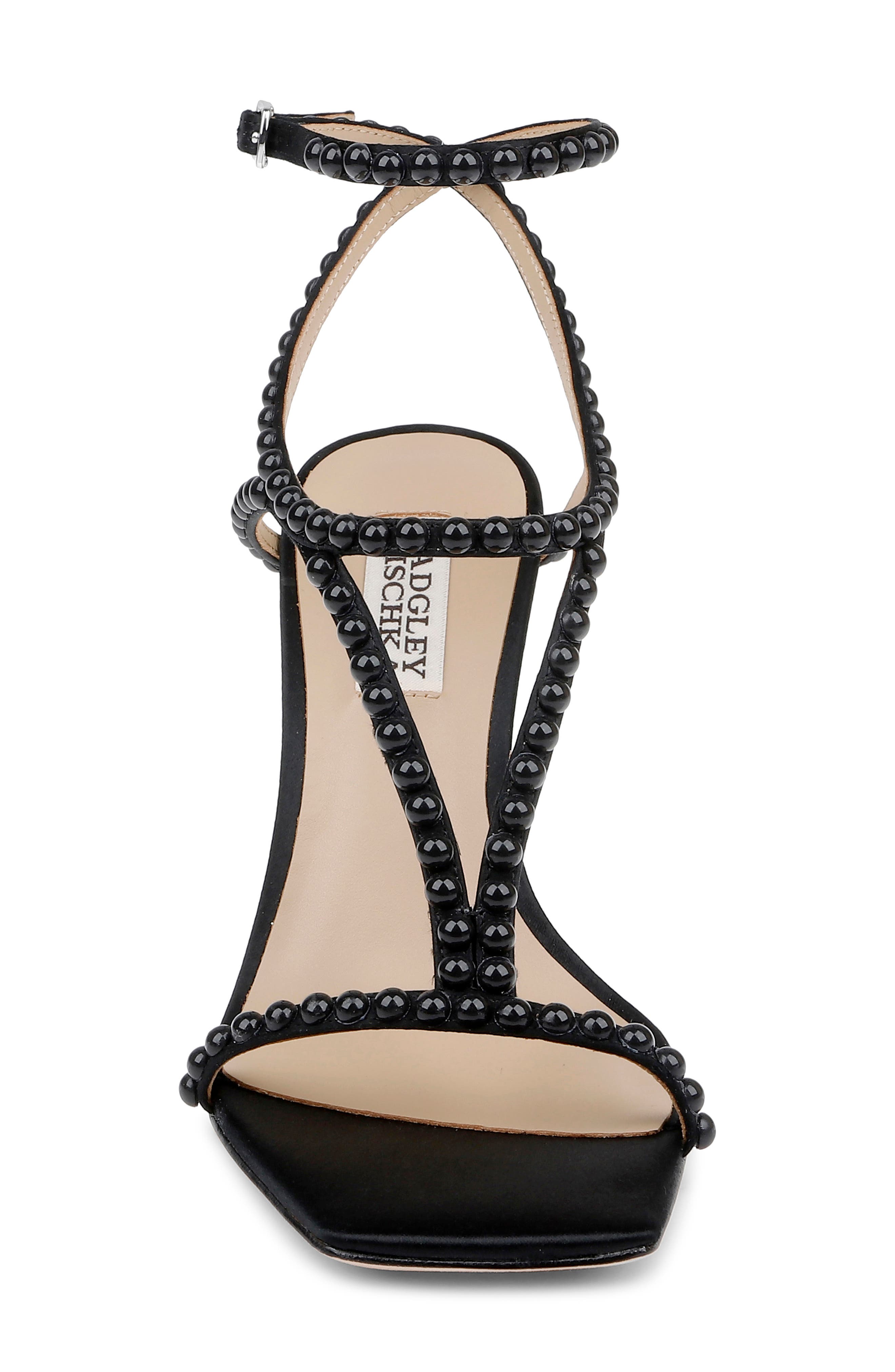 Badgley Mischka Collection Gianni Ankle Strap Sandal, Alternate, color, Black Satin