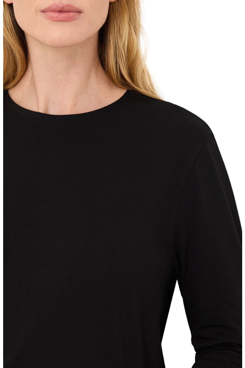 Luxe Essential Crewneck Long Sleeve Tee Made With Organic Cotton, Alternate, color, Black
