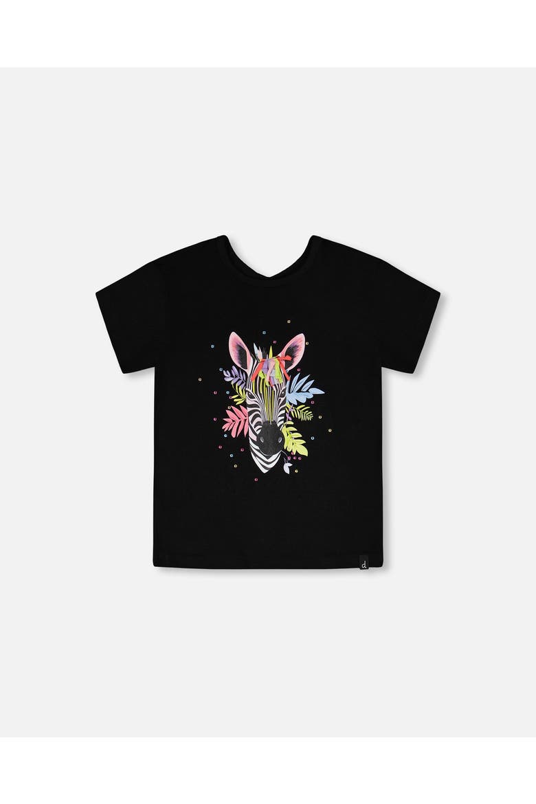 Organic Cotton Jersey Zebra Short Sleeve T-Shirt, Main, color, Black