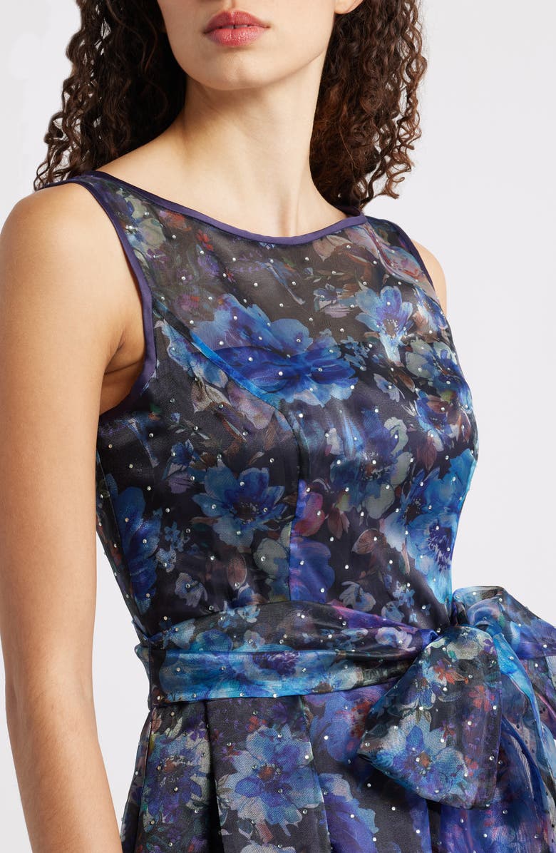 Eliza J Print Sleeveless Cocktail Dress, Alternate, color, Black Blue