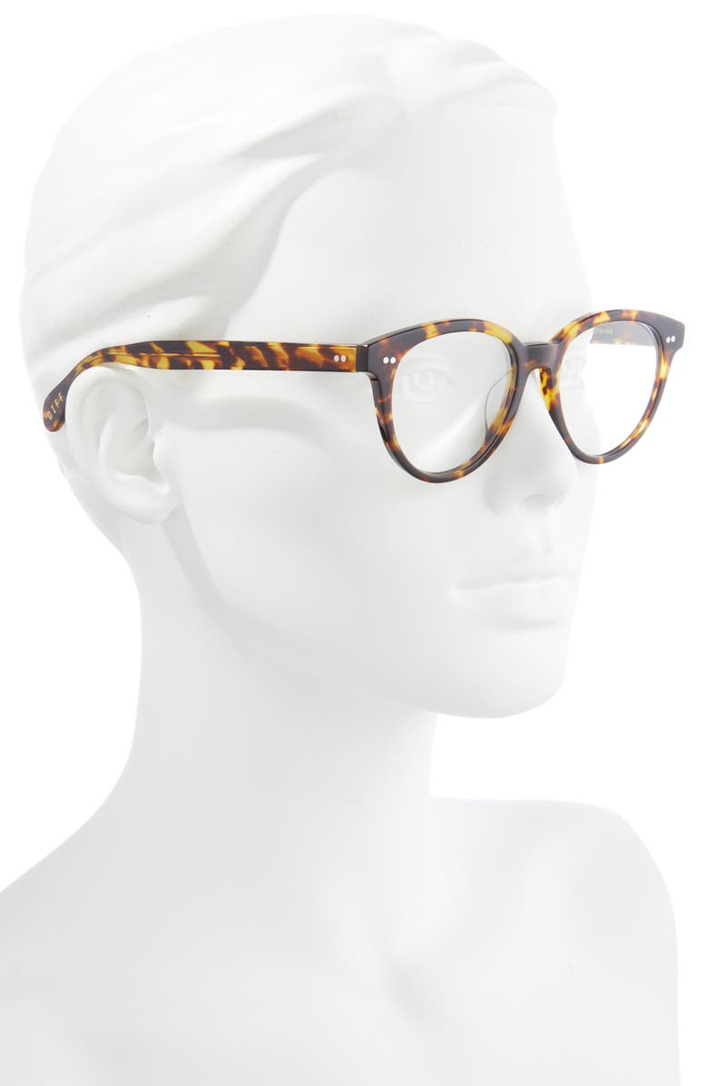 DIFF Carly 48mm Round Optical Glasses, Alternate, color, Amber Tortoise