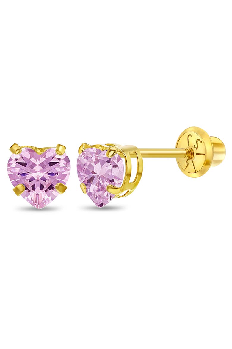 14k Classic Heart Cubic Zirconia Solitaire, Main, color, Pink