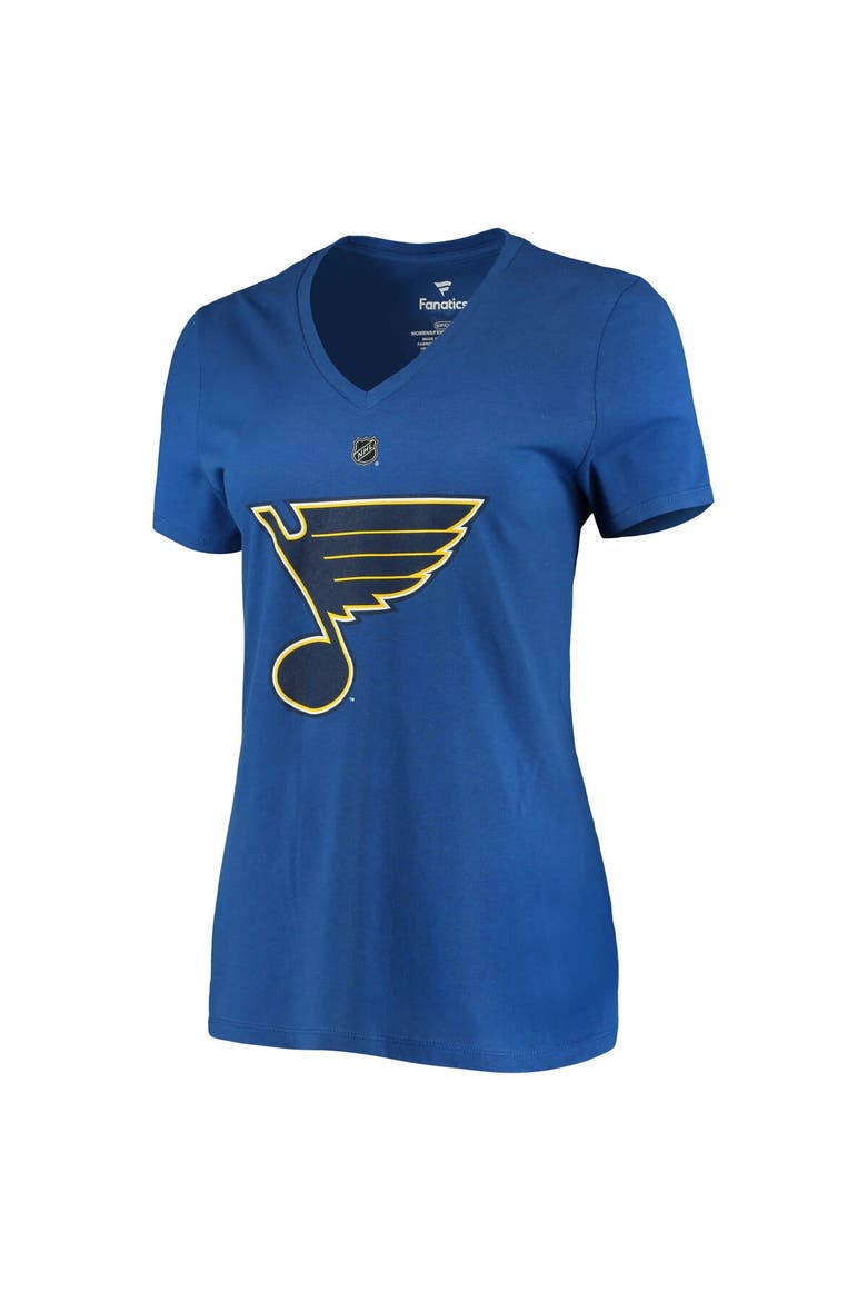 Women's Fanatics Branded Jordan Binnington Blue St. Louis Blues Team Authentic Stack Name & Number V-Neck T-Shirt, Alternate, color, Blue