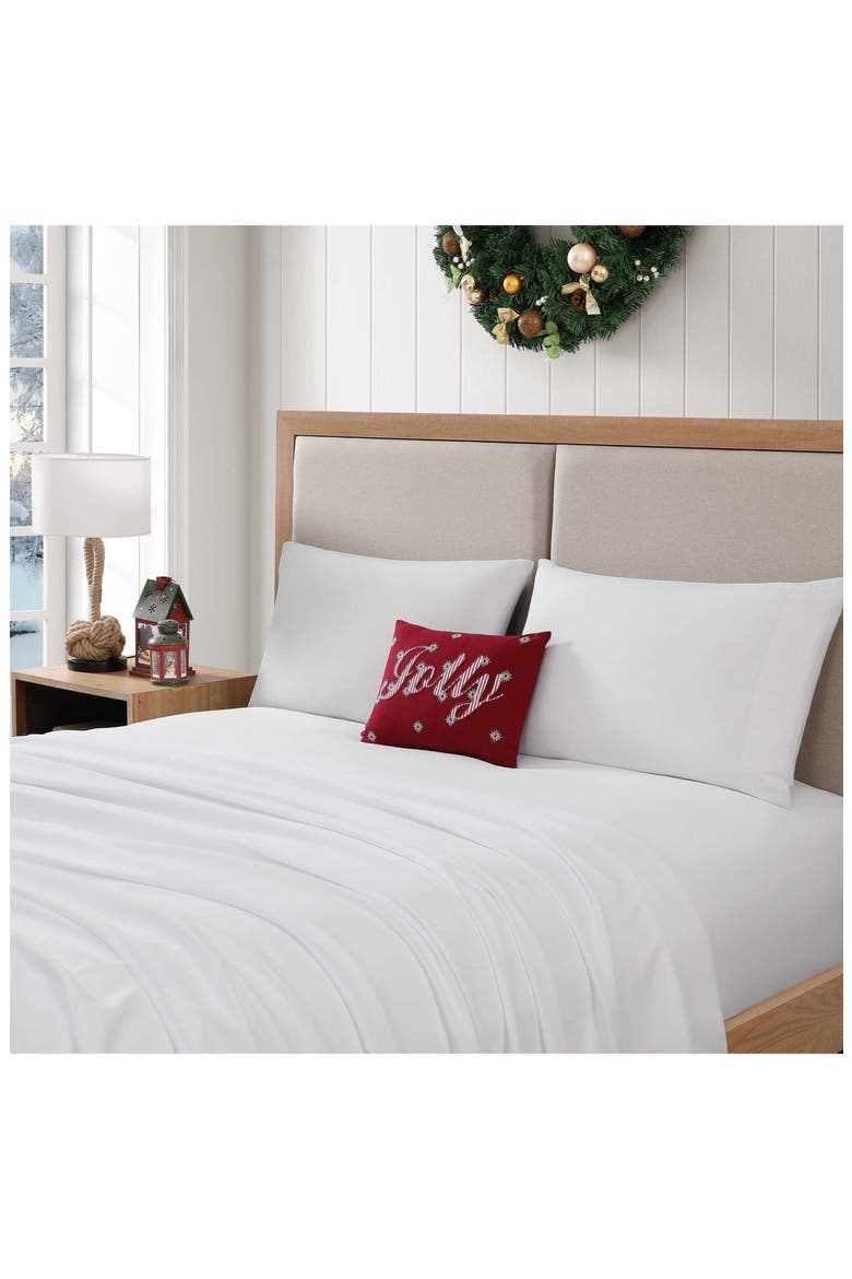 Holiday Marlin Velvet Decorative Pillow, Alternate, color, RED/ WHITE