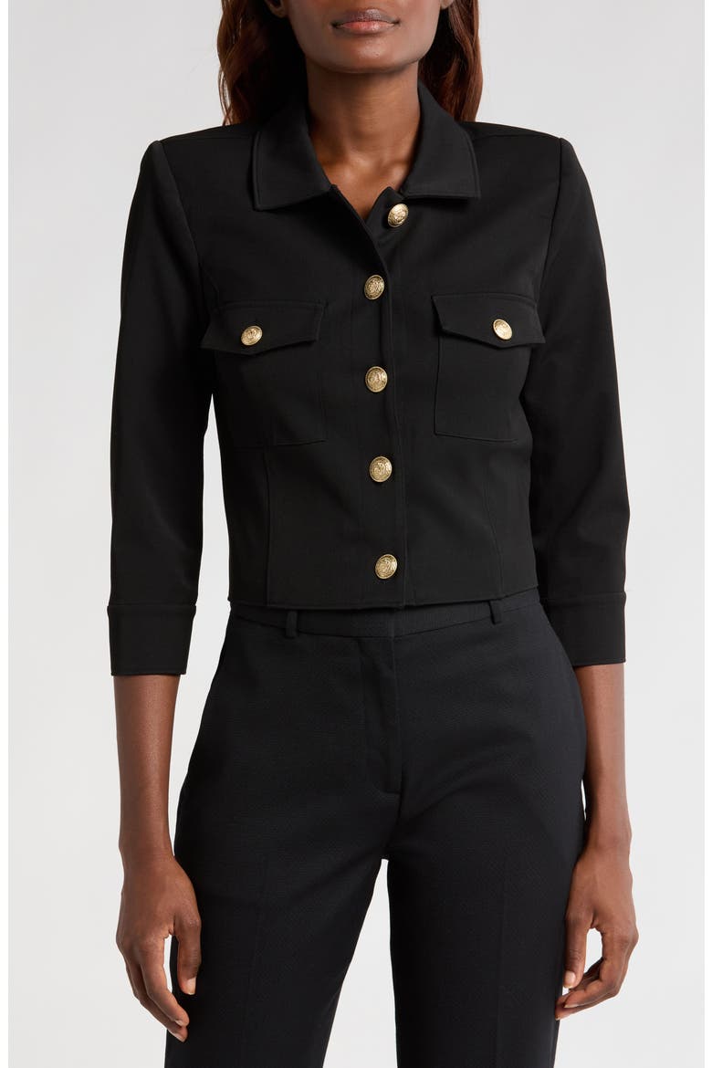 Kumi Fitted Crop Jacket, Alternate, color, BLACK