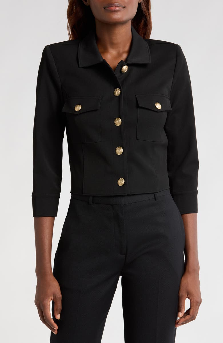 L'AGENCE Kumi Fitted Crop Jacket, Alternate, color, Black