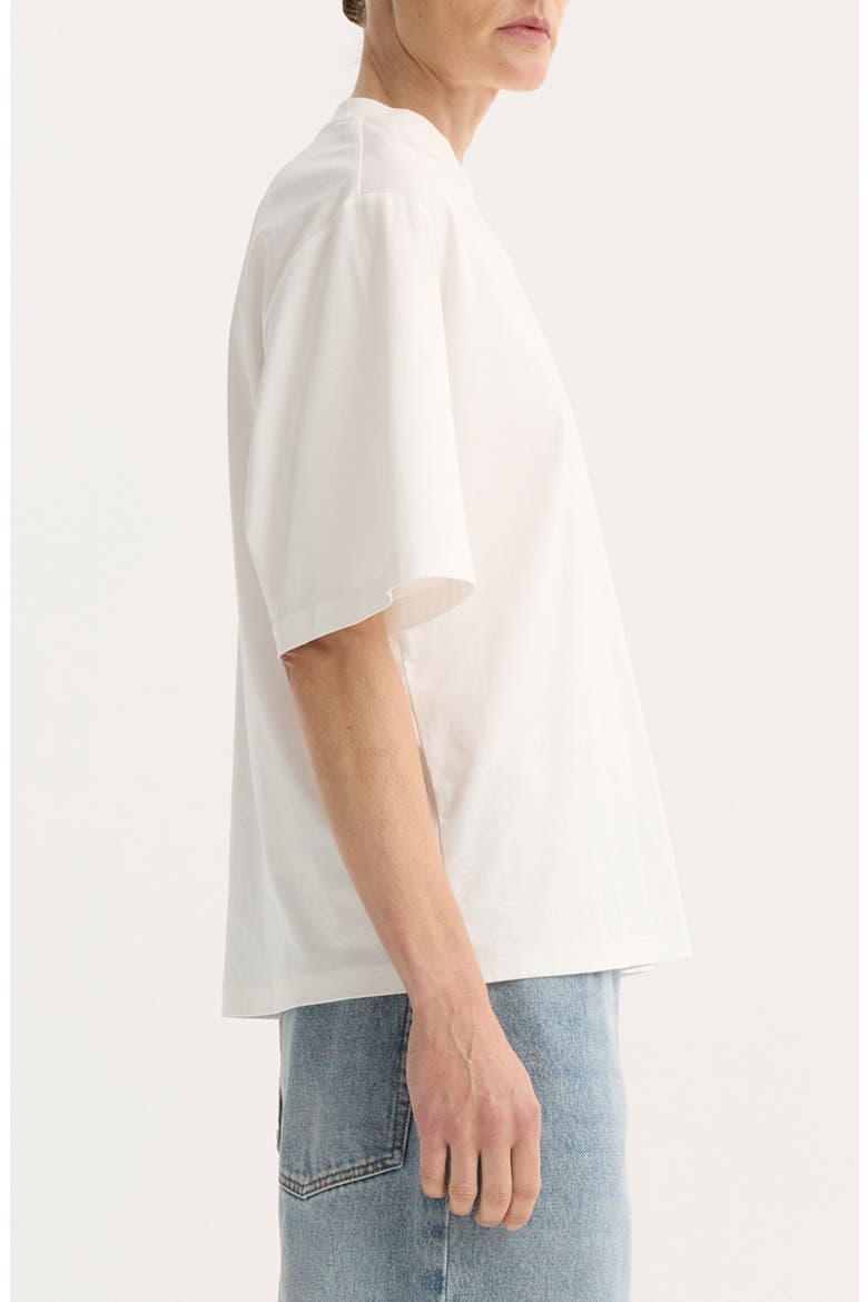Oversize Cotton, Modal & Silk Crewneck T-Shirt, Alternate, color, OFF WHITE