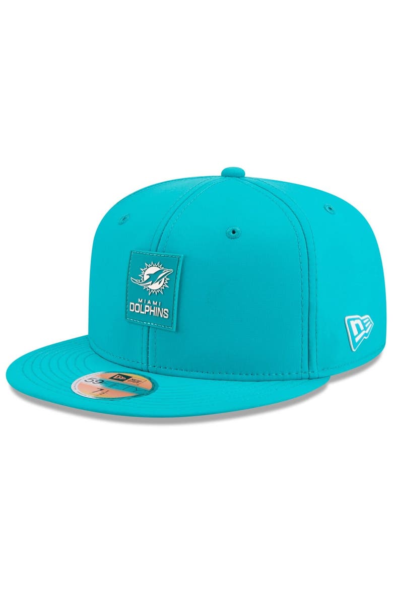 Men's New Era Aqua Miami Dolphins 2025 Sideline  59FIFTY Fitted Hat, Alternate, color, Aqua