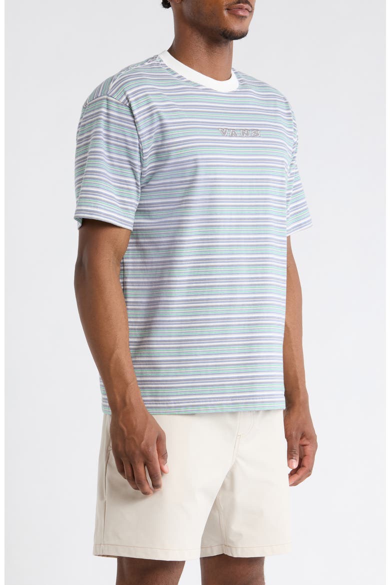 Cameron Stripe Cotton T-Shirt, Alternate, color, MARSHMALLOW-GLACIAL SLATE