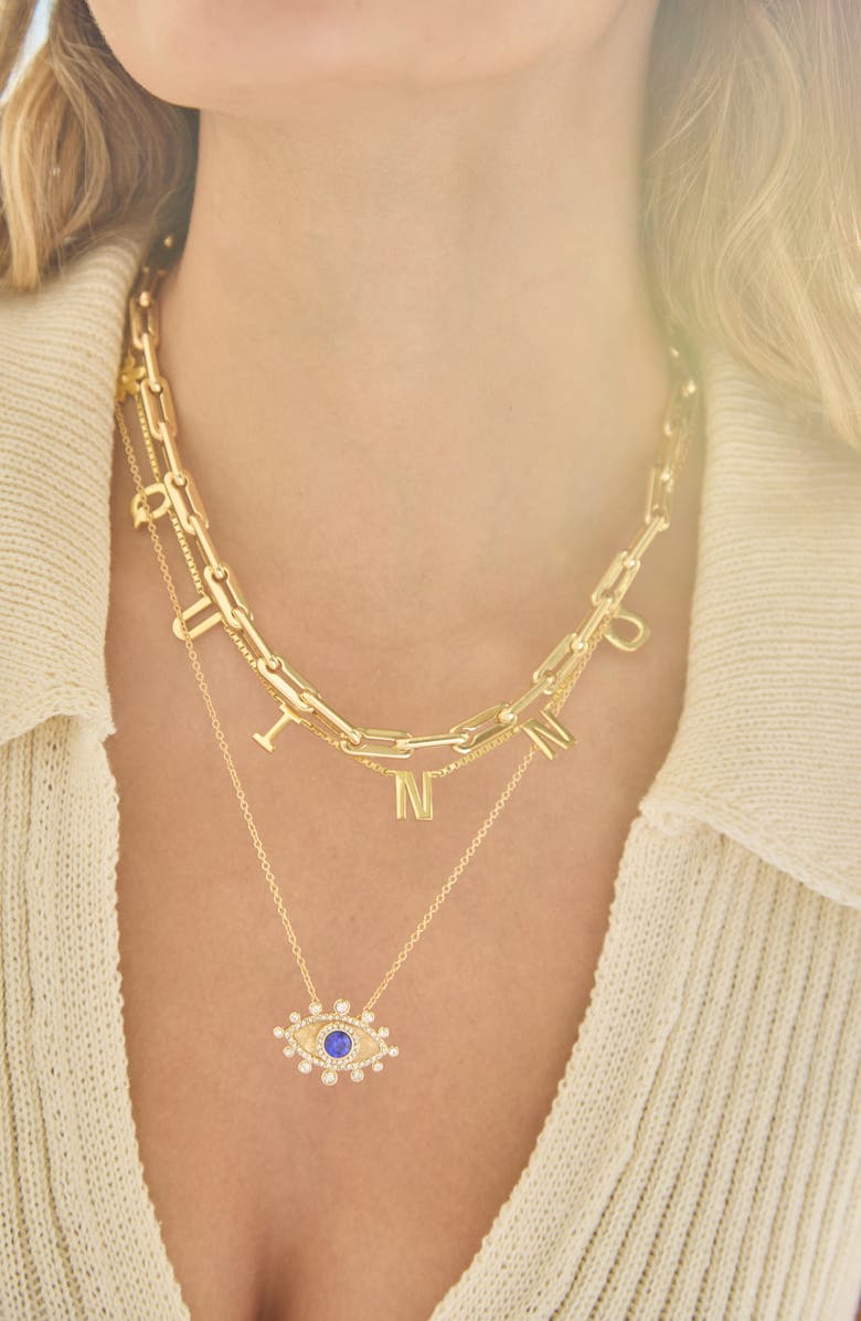 BaubleBar Evil Eye Pendant Necklace, Alternate, color, Blue