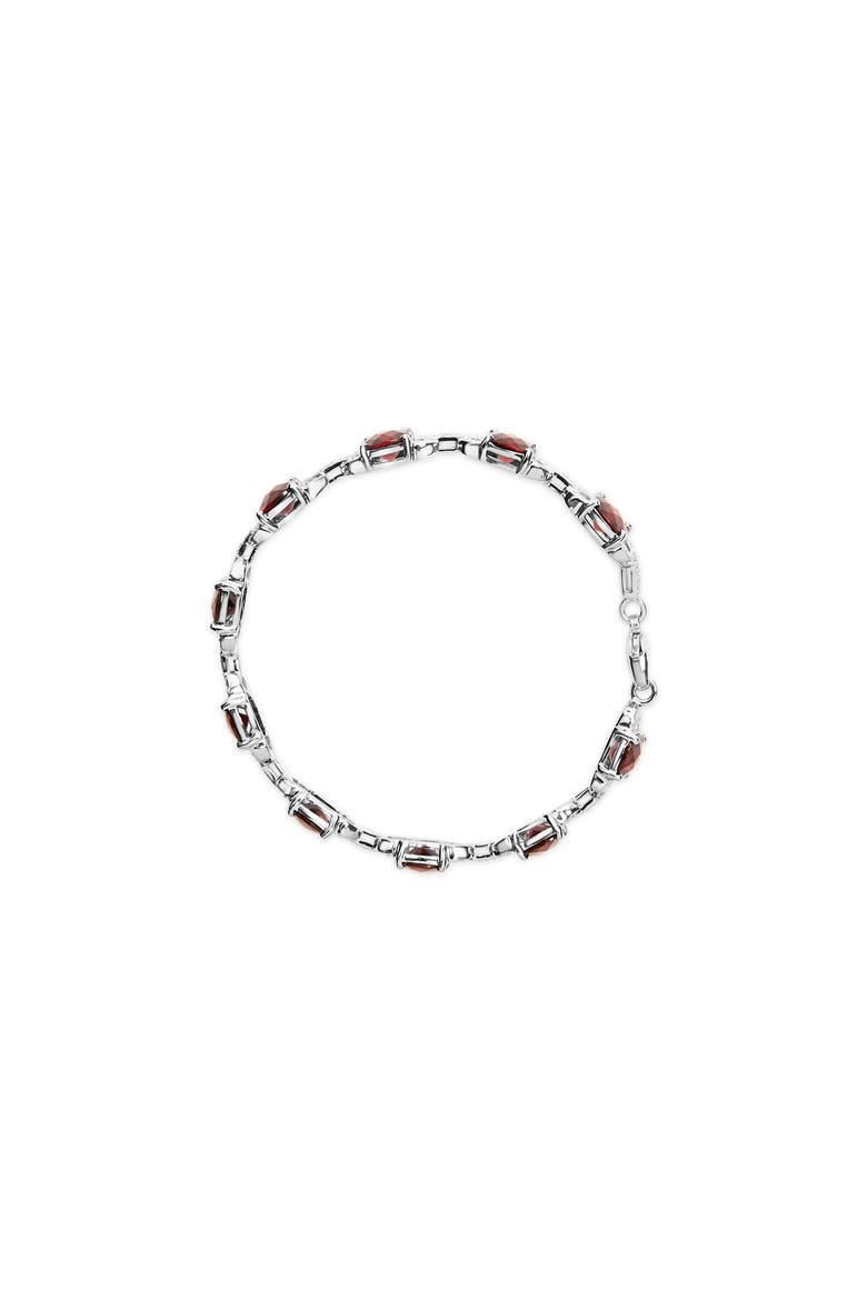 Silver Garnet & Diamond Accent Tennis Link Bracelet, Alternate, color, White