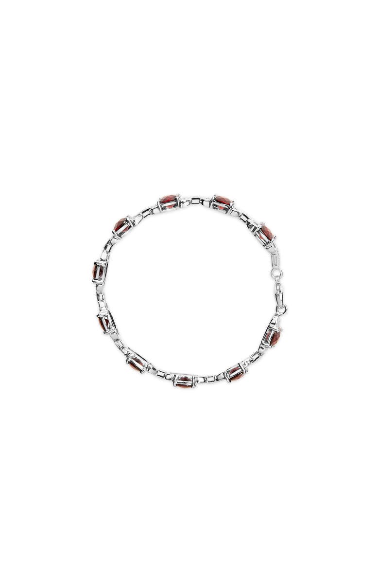 Haus of Brilliance Silver Garnet & Diamond Accent Tennis Link Bracelet, Alternate, color, White