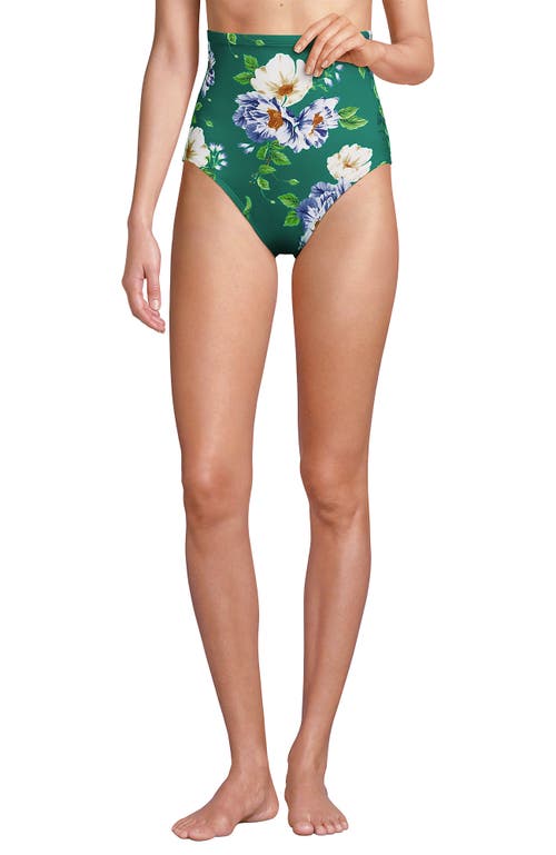 Shop Lands' End Slender Separates Ultra High Waisted Bikini Swim Bottoms In Island Emerald Petunia Floral
