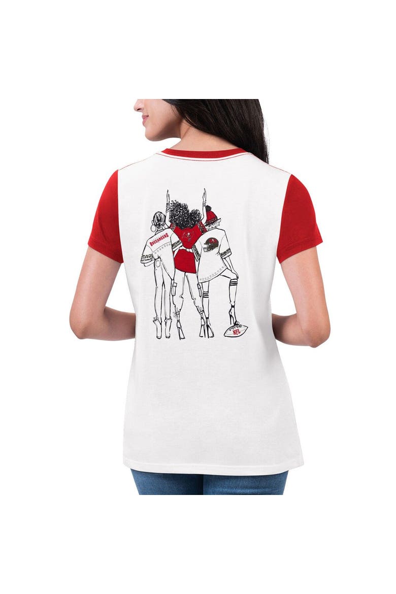 Women's G-III 4Her by Carl Banks White/Red Tampa Bay Buccaneers Fashion Illustration T-Shirt, Alternate, color, White