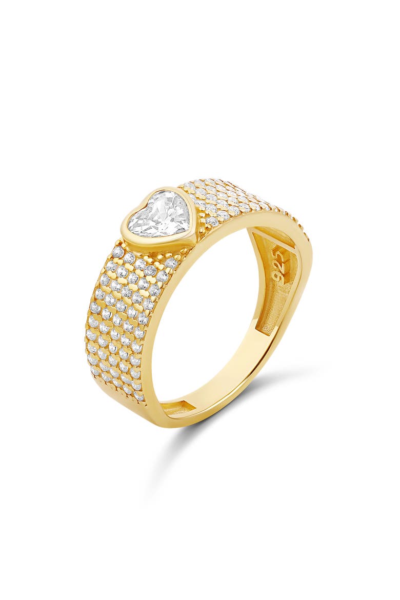 Pavé Band Ring with Center Heart, Main, color, GOLD