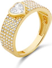 SHYMI Pavé Band Ring with Center Heart