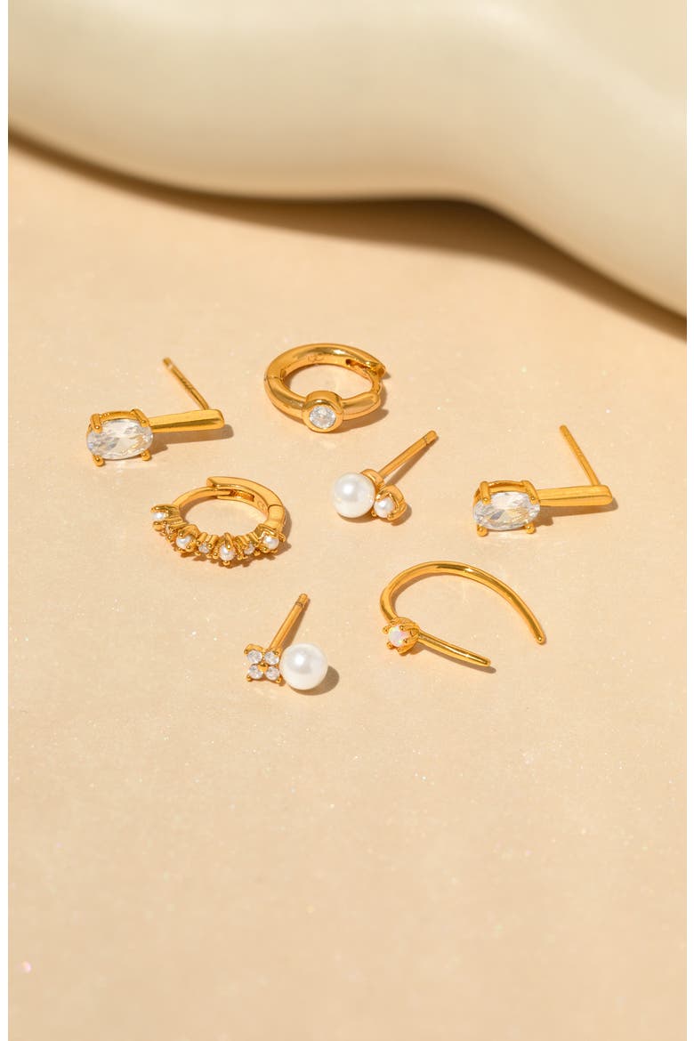 Cozumel Imitation Pearl Earring Set, Alternate, color, GOLD