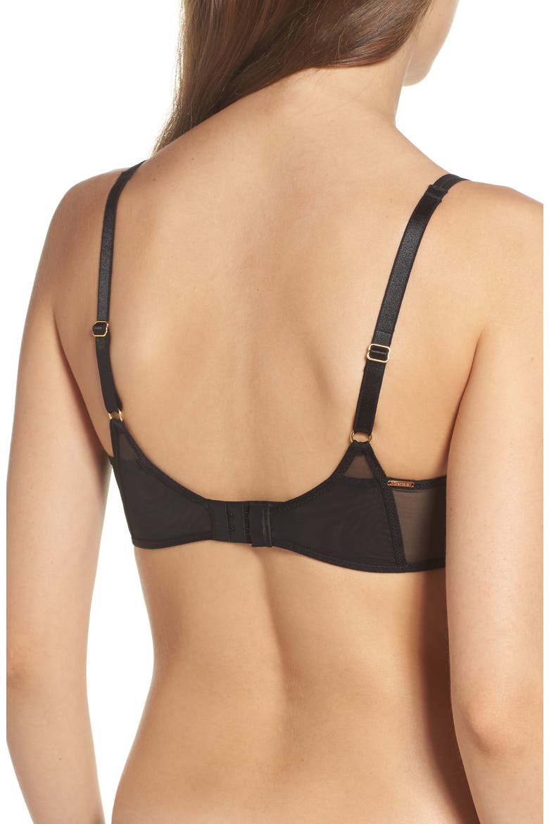 Pyramide Unlined Underwire Demi Bra, Alternate, color, BLACK