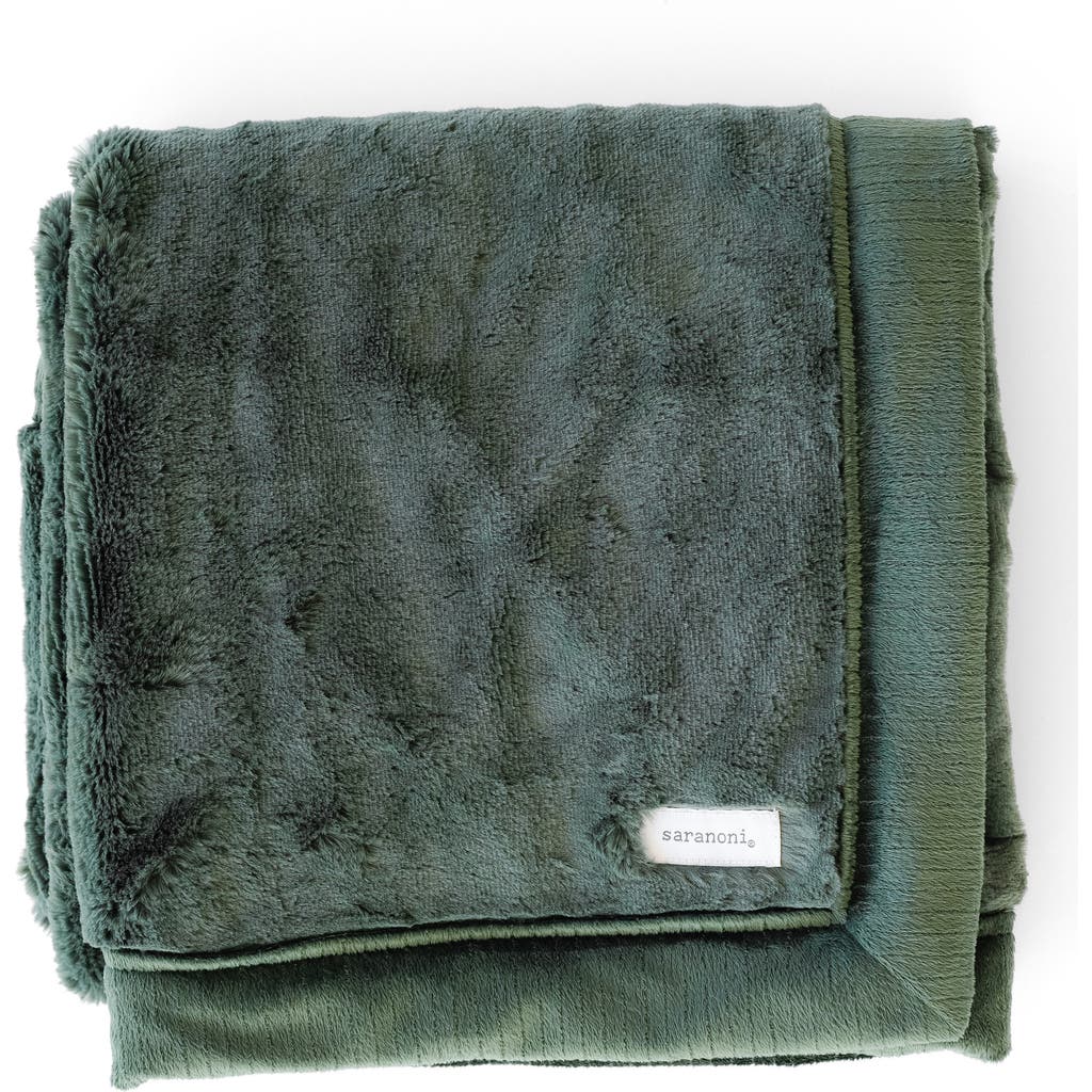 Saranoni Faux Fur Toddler Blanket In Green