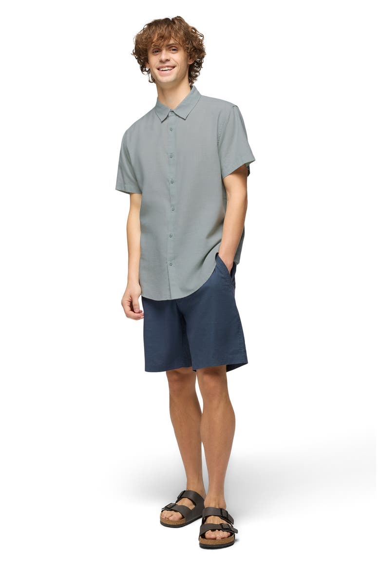 Lindores Hemp Blend Short Sleeve Button-Up Shirt, Alternate, color, SALTWATER