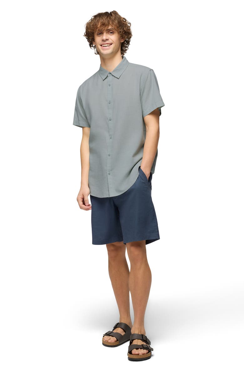 prAna Lindores Hemp Blend Short Sleeve Button-Up Shirt, Alternate, color, Saltwater
