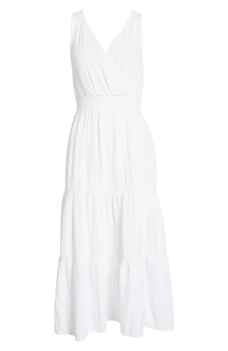 beachlunchlounge Yuna Sleeveless Cotton Double Cloth Midi Dress, Alternate, color,