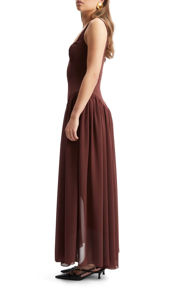 Bardot Briann Corset Bodice Maxi Dress, Alternate, color, Chocolate