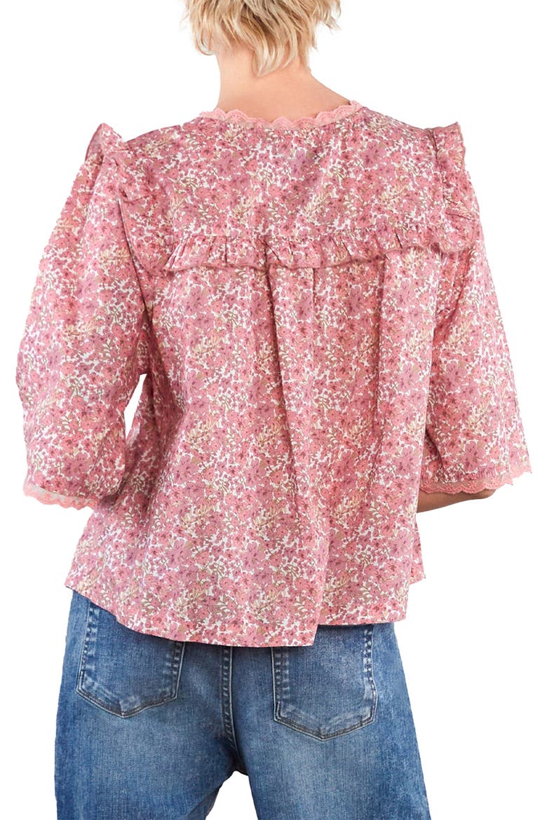 Happy Allie Floral Cotton Blend Button-Up Shirt, Alternate, color, PINK BLOOM