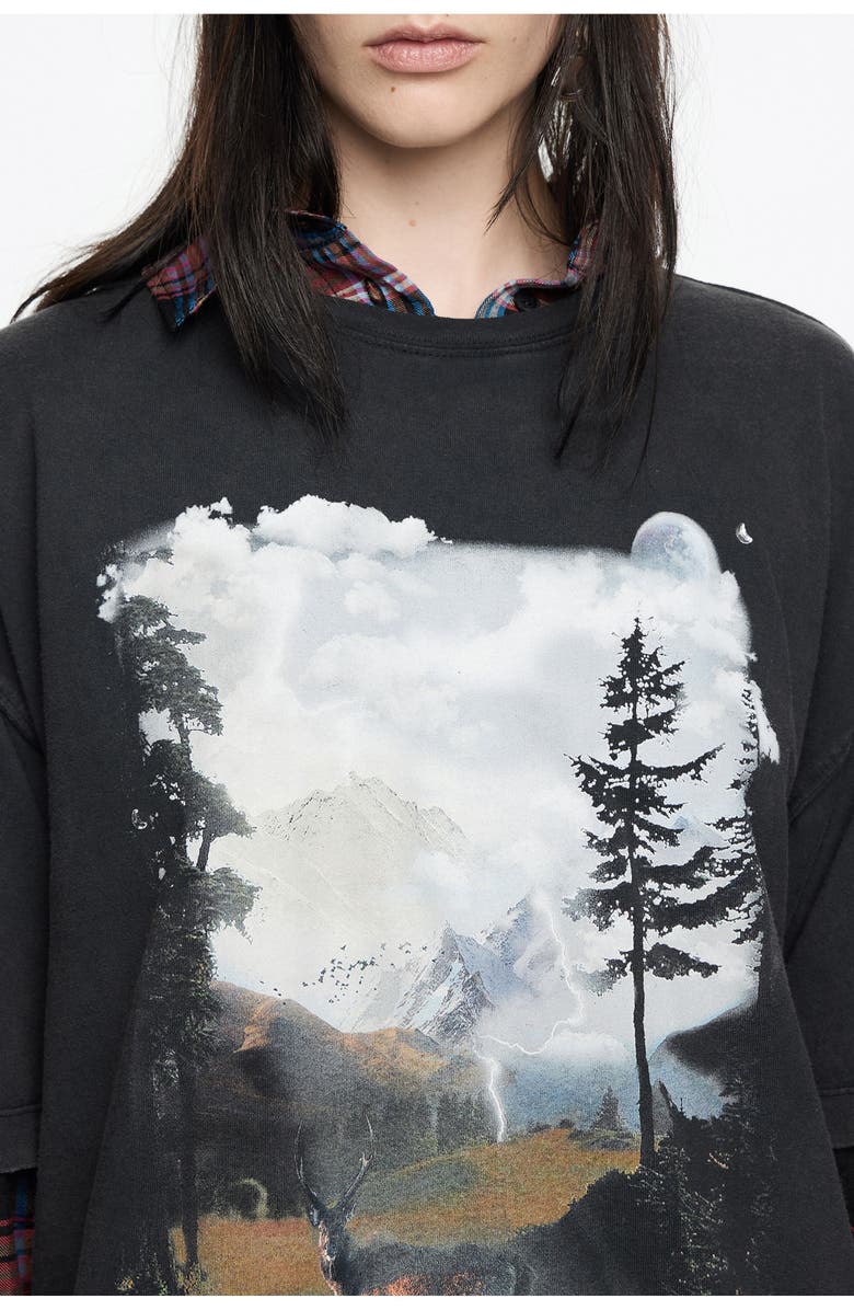 Bimba y Lola Graphic Logo T-Shirt, Alternate, color, Washed Black Wolves