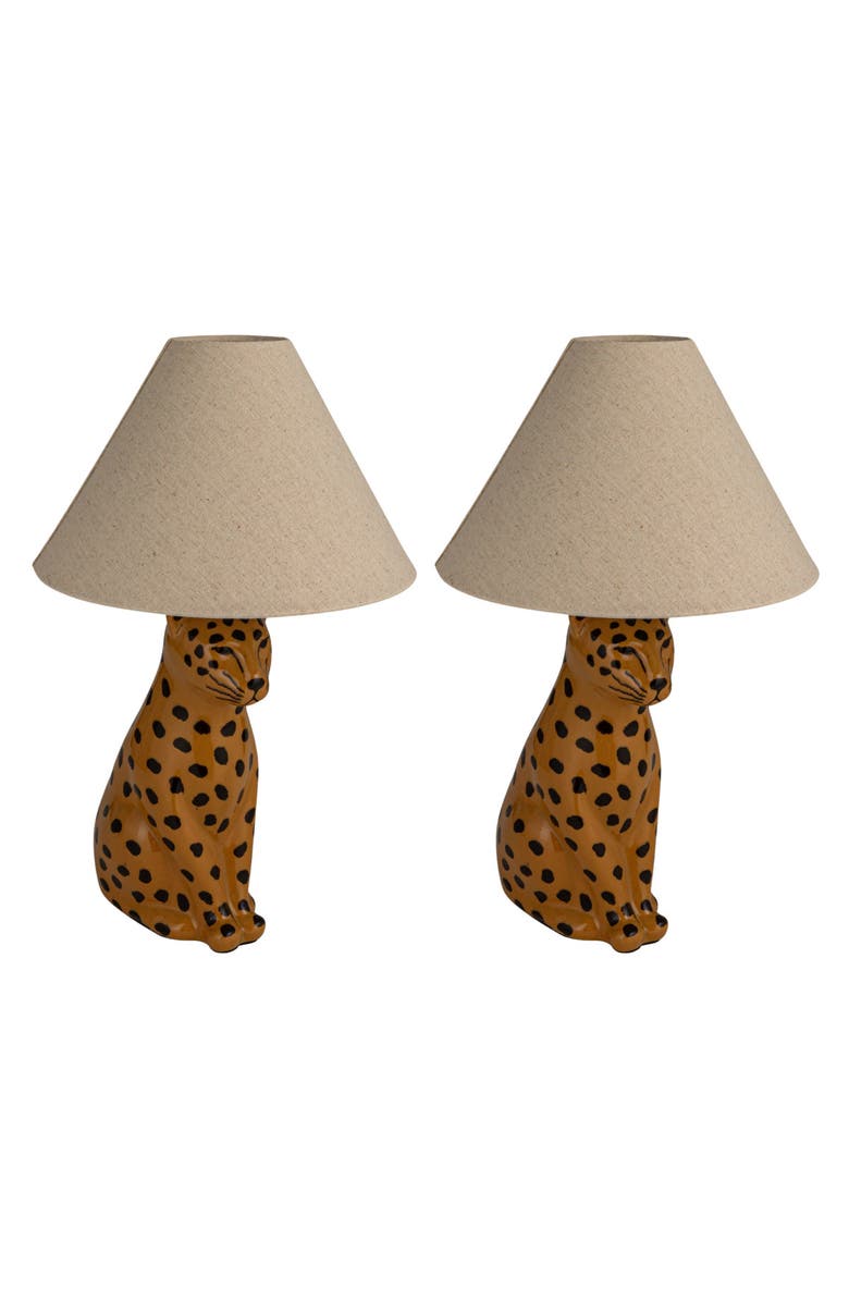 Storied Home Cheetah Table Lamp with Shade and Inline Switch, Main, color, Yellow