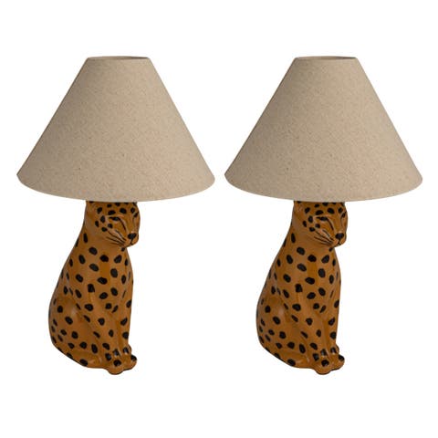 Cheetah Table Lamp with Shade and Inline Switch