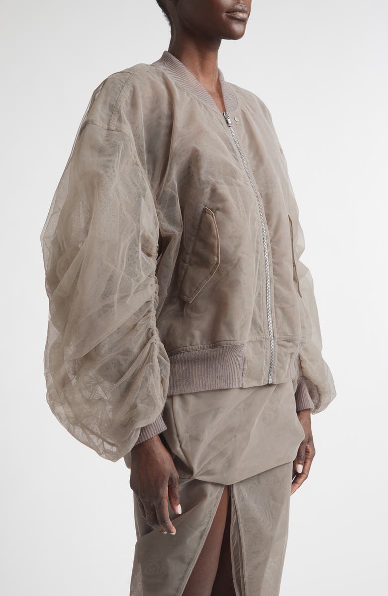 Rick Owens Secchia Tulle Bomber Jacket, Alternate, color, Dust