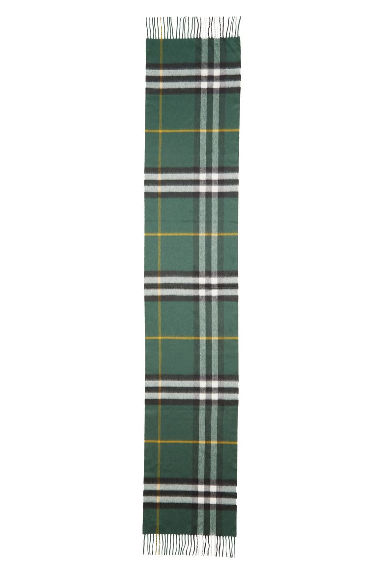Giant Check Cashmere Scarf, Main, color, DARK FERN GREEN