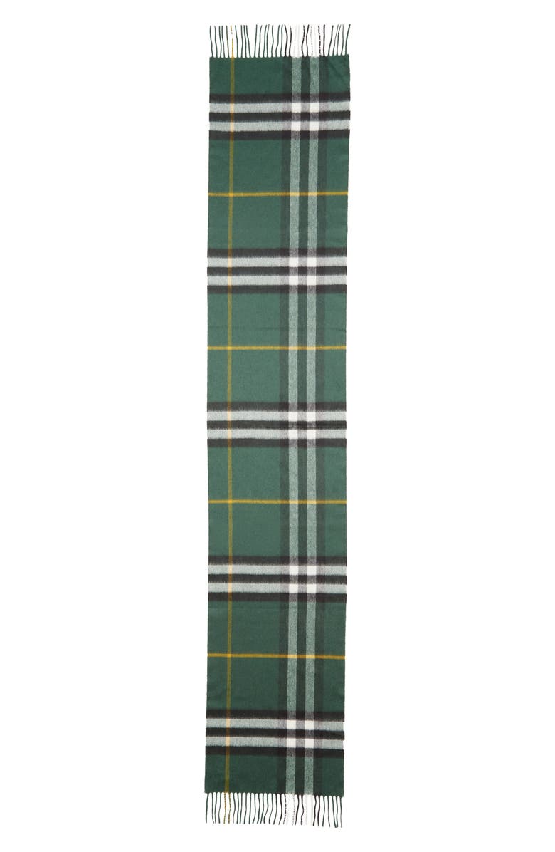 Burberry Giant Check Cashmere Scarf, Main, color, Dark Fern Green